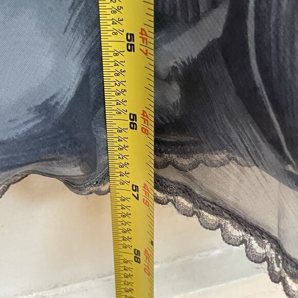 Vtg Babydoll Maxi Dress L Blue Floral Sheer Slit Sheath Fairy Y2K Romantic - Picture 9 of 9